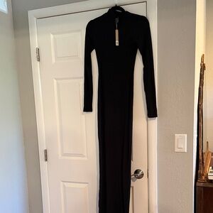 NWT Skims black soft lounge turtleneck maxi dress size small